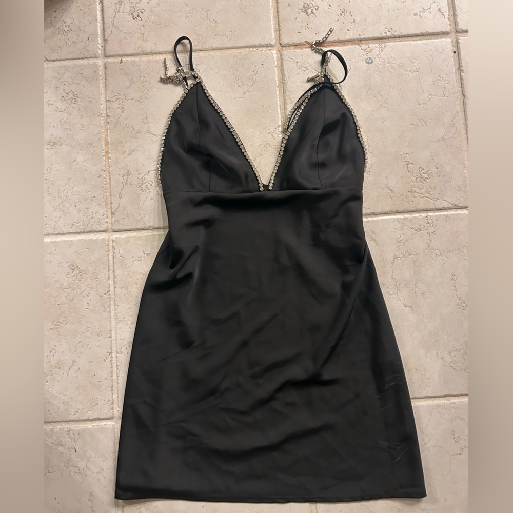 Zara Black Mini Dress with Silver Accents